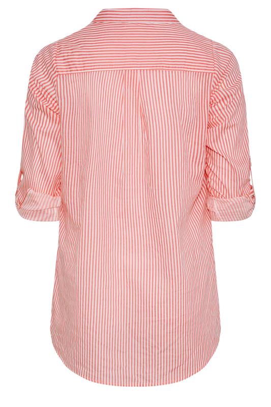 Plus Size Pink Stripe Placket Shirt | Yours Clothing 8