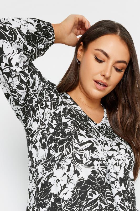 YOURS Plus Size Black Leaf Printed Top | Yours Clothing 4