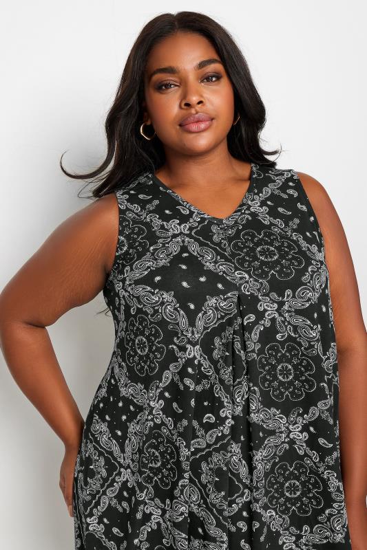 YOURS Plus Size Black Abstract Print Swing Vest Top | Yours Clothing 4
