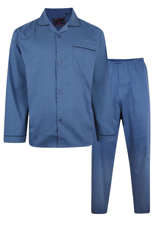 KAM Navy Blue Dobby Print Pyjama Set | BadRhino 4