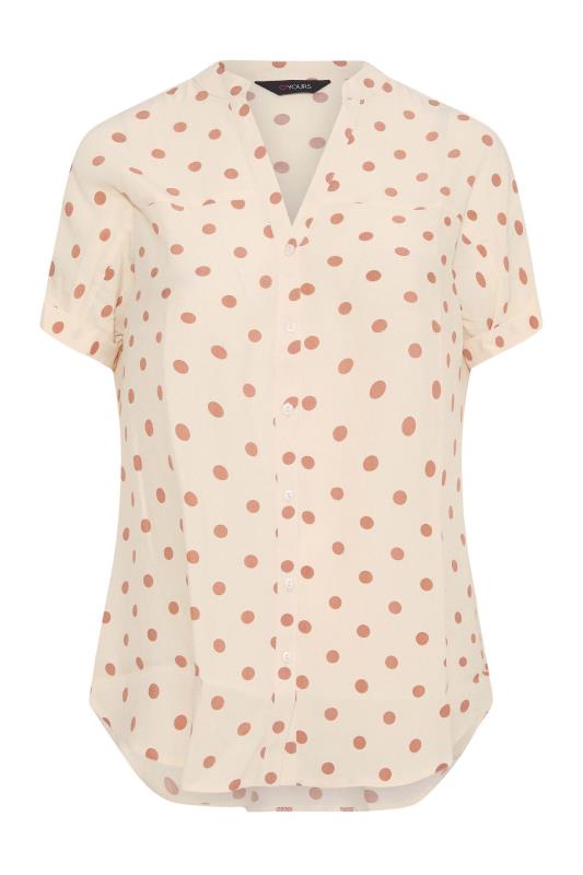 Plus Size Natural Brown Polka Dot Grown On Sleeve Shirt | Yours Clothing 6
