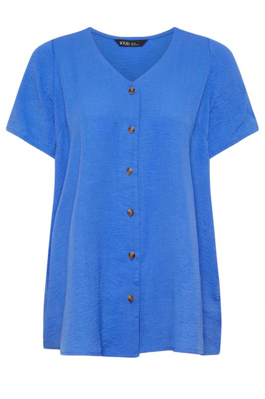 YOURS Plus Size Blue Button Front Blouse | Yours Clothing 5
