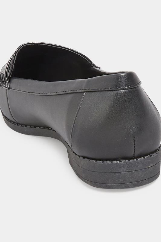 Black Croc Loafers In Extra Wide Fit | Yours Clothing 4