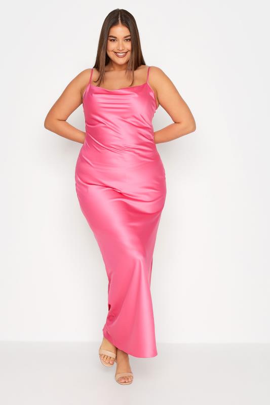 LTS Tall Women's Hot Pink Satin Maxi Slip Dress | Long Tall Sally 2