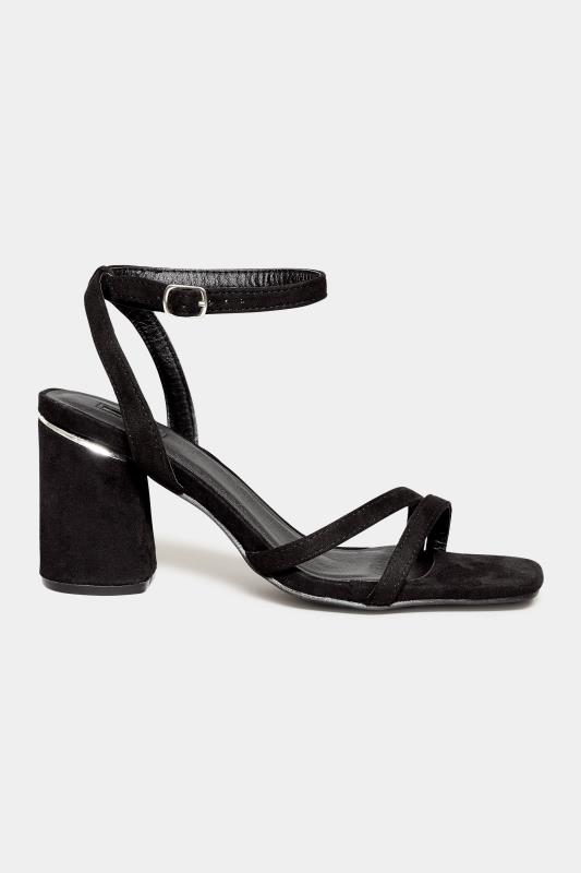 LIMITED COLLECTION Black Asymmetrical Block Heel Sandal In Wide E Fit & Extra Fit EEE Fit 3