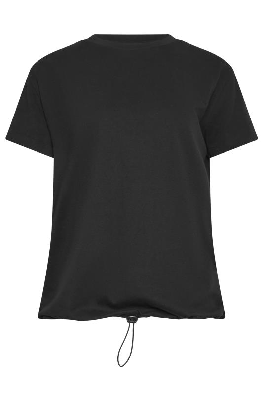 LTS Tall Black Drawstring Hem Cotton T-Shirt | Long Tall Sally 5