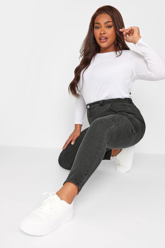 YOURS Curve Plus Size Grey Cargo AVA Jeans | Yours Clothing  2