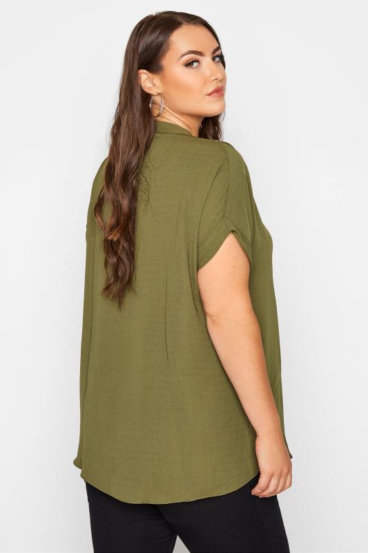 Curve Olive Green Button Placket Shirt 3
