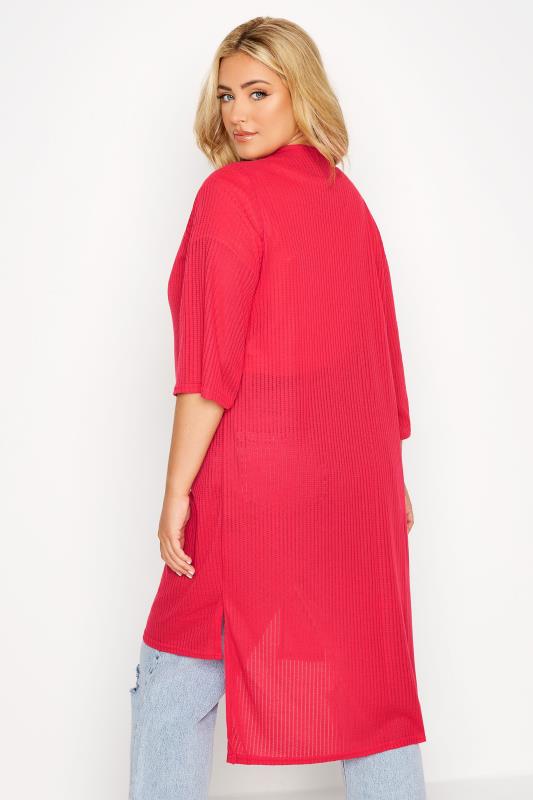 LIMITED COLLECTION Curve Hot Pink Longline Dipped Hem Cardigan 3