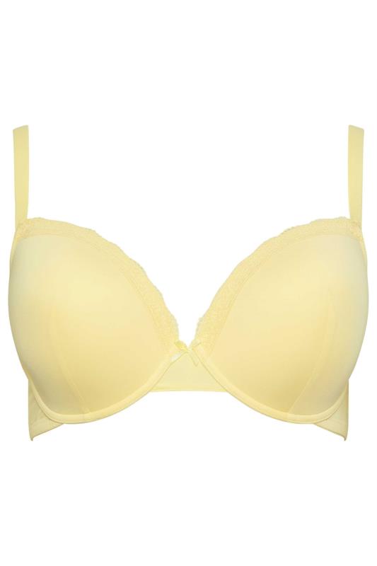 YOURS Plus Size 3 PACK Yellow & White Padded Underwired T-Shirt Bras | Yours Clothing 7