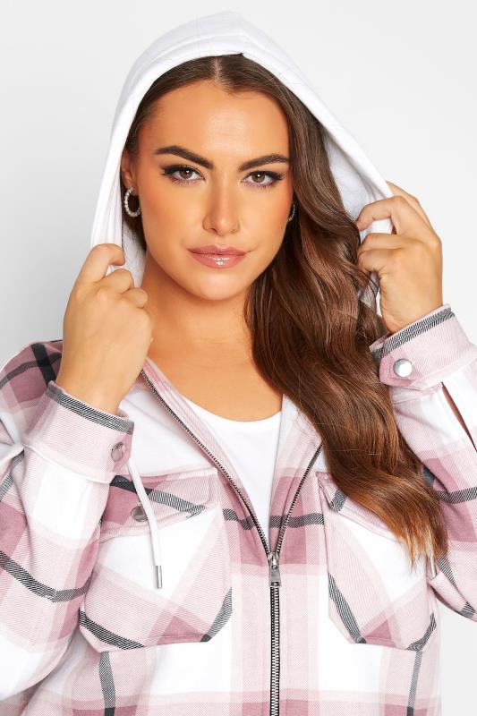 Curve Pink Check Sweat Shacket 4
