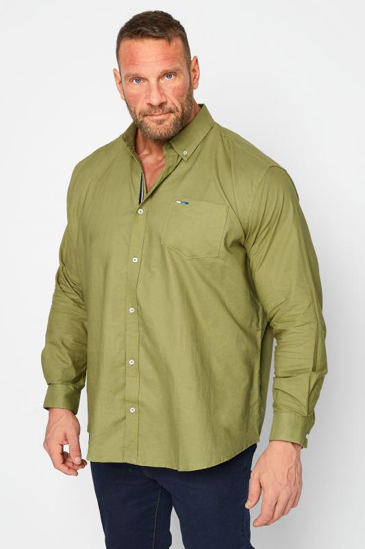 BadRhino Big & Tall Sage Green Long Sleeve Oxford Shirt | BadRhino 1