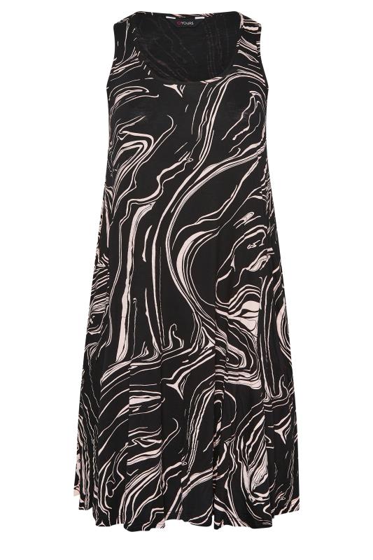 YOURS Curve Black Plus Size Marble Print Sleeveless Drape Pocket Midi Dress | Yours Clothing  6