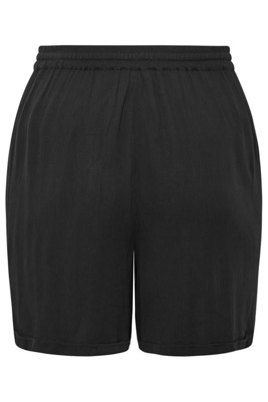 LIMITED COLLECTION Plus Size Curve Black Crinkle Shorts | Yours Clothing  6