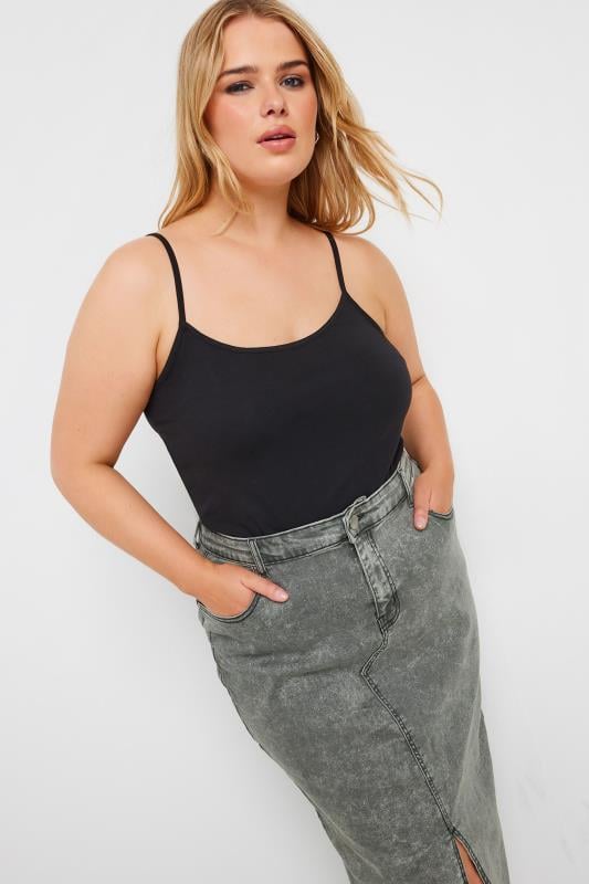 YOURS Plus Size Grey Acid Wash Denim Midaxi Skirt | Yours Clothing 4