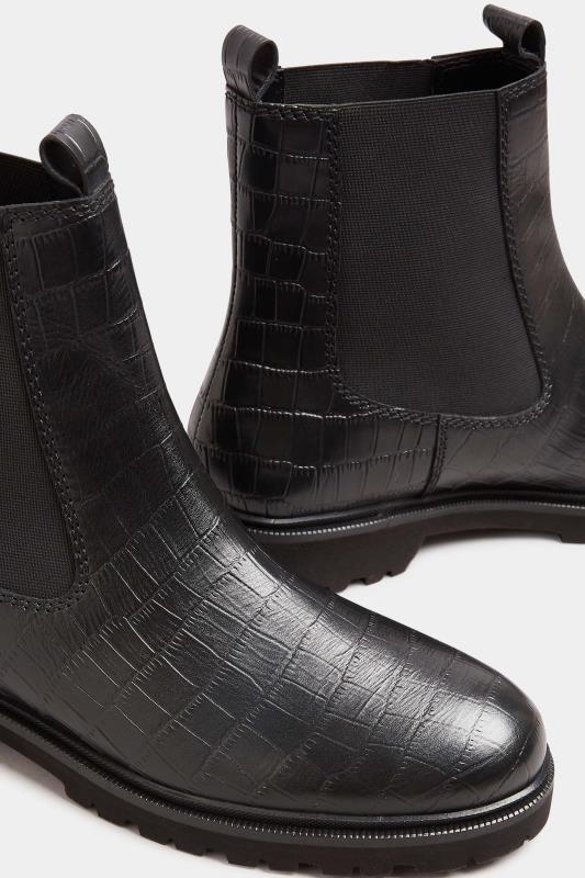 LTS Women's Black Croc Chelsea Boots In Standard D Fit | Long Tall Sally 5