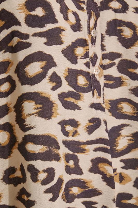 Curve Beige Brown Animal Print Grown On Sleeve Chiffon Shirt 6
