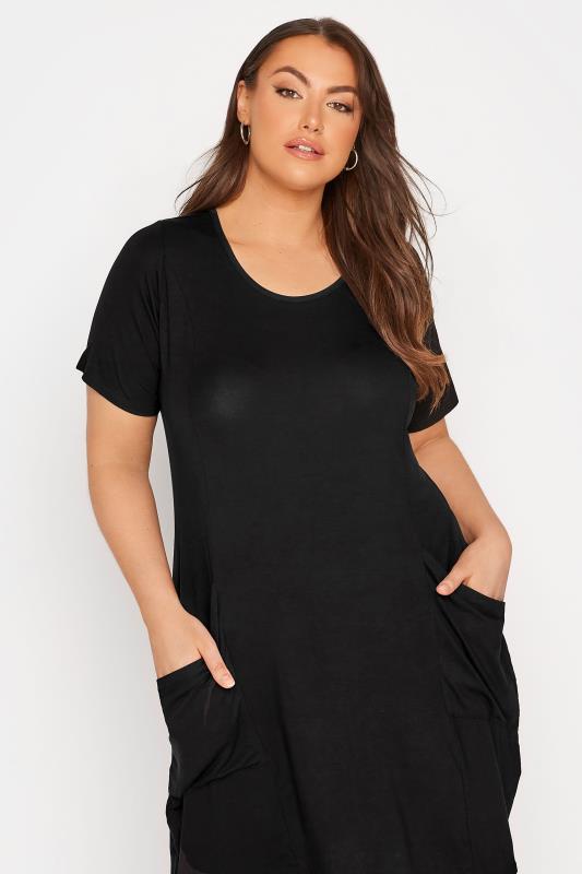 Plus Size YOURS FOR GOOD Black Drape Pocket Dress | Yours Clothing 4