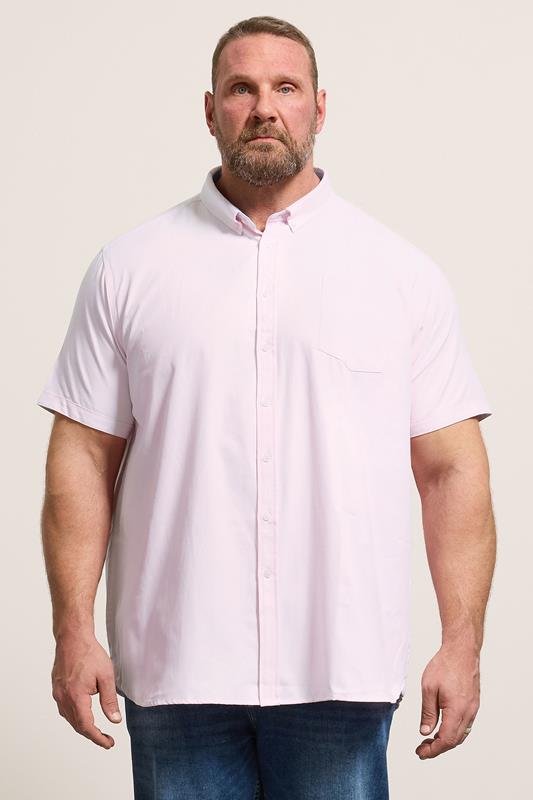 D555 Big & Tall Pink Short Sleeve Oxford Shirt | BadRhino 1