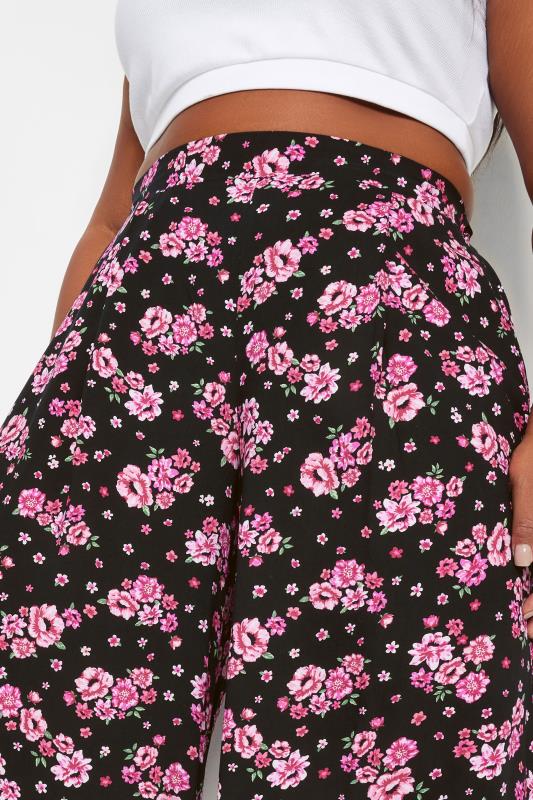 YOURS Plus Size Black Floral Bloom Print Culottes | Yours Clothing 4