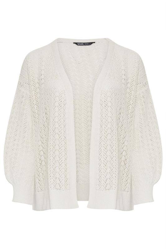 YOURS Plus Size White Pointelle Cardigan | Yours Clothing 5