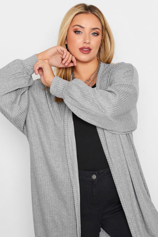 Plus Size LIMITED COLLECTION Grey Ribbed Maxi Cardigan | Yours Clothing 4