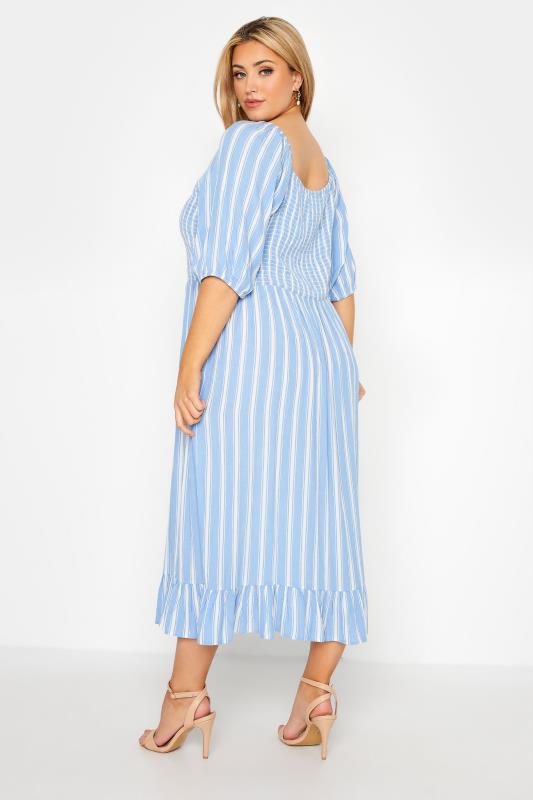 YOURS LONDON Curve Blue Stripe Puff Sleeve Maxi Dress_C.jpg