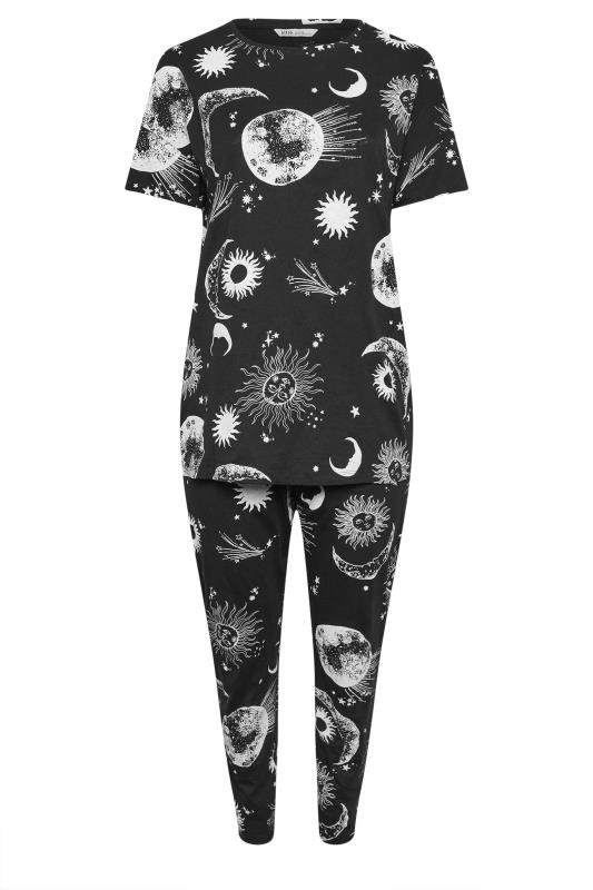 YOURS Plus Size Black Celestial Print Pyjama Set | Yours Clothing 5