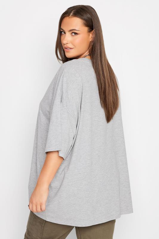 YOURS Curve Light Grey Marl Oversized Boxy T-Shirt | Yours Clothing 3
