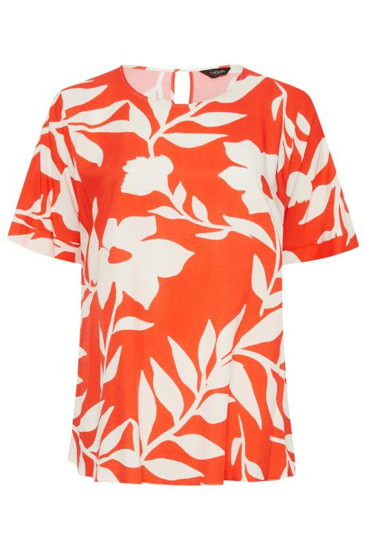 YOURS Curve Plus Size Orange Floral Top | Yours Clothing  6