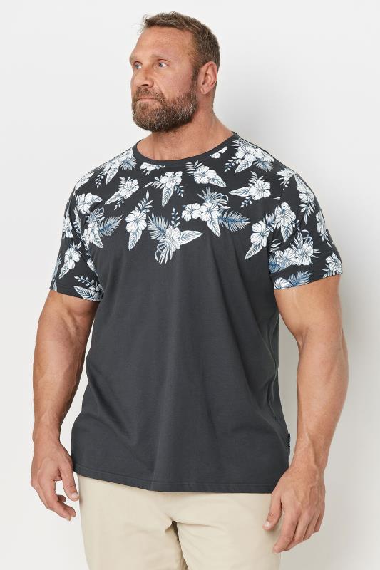 Men's  BadRhino Big & Tall Black Floral Border Print Short Sleeve T-Shirt
