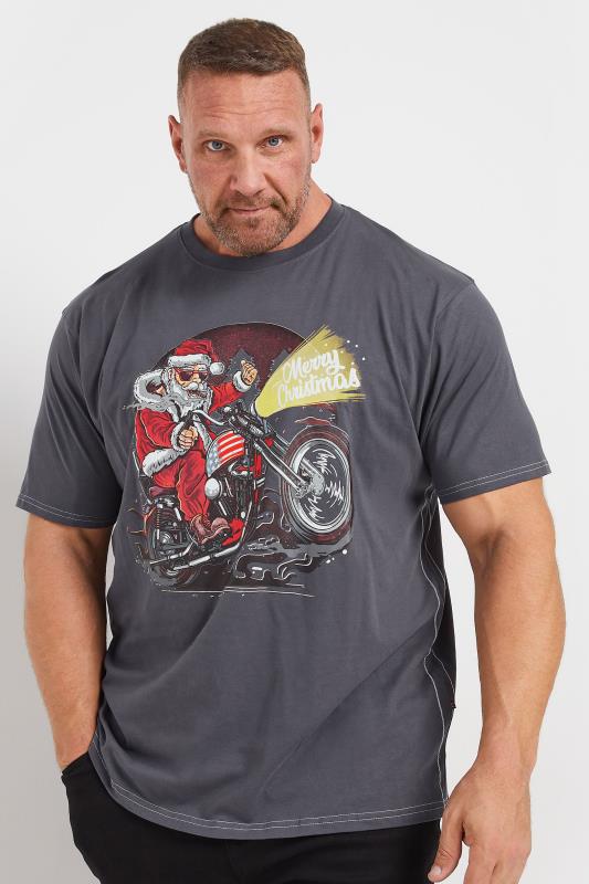 KAM Big & Tall Red Santa Biker Christmas T-Shirt | BadRhino 1