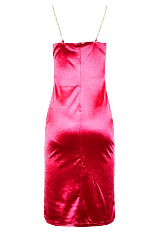 LTS Tall Hot Pink Diamante Strap Satin Mini Slip Dress | Long Tall Sally 7