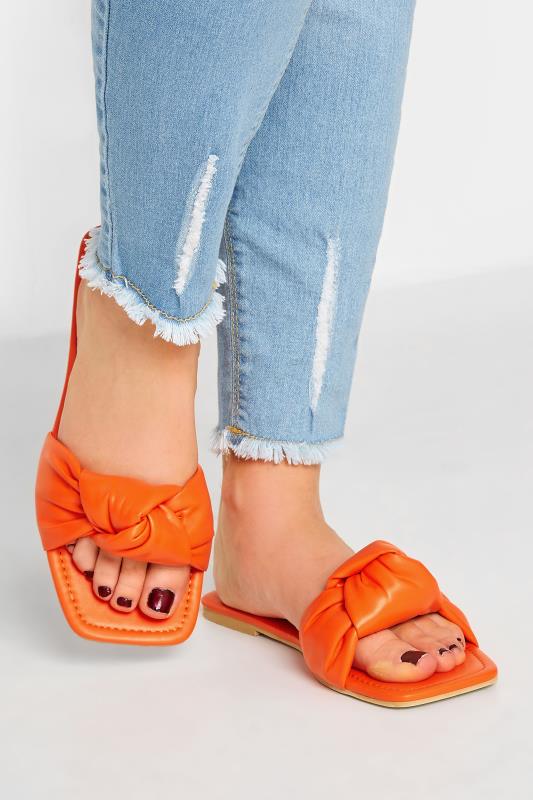 Plus Size Orange Knot Mule Sandals In Extra Wide EEE Fit | Yours Clothing  1