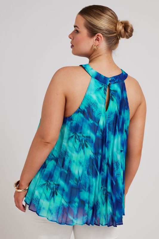 YOURS LONDON Plus Size Blue Abstract Print Pleated Top | Yours Clothing 3