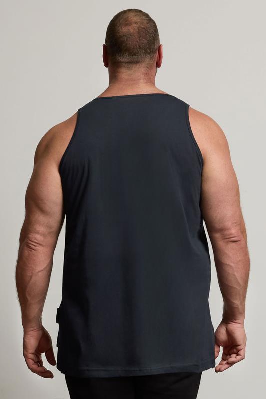 BadRhino Big & Tall Navy Blue Extra Long Plain Vest Top | BadRhino 2