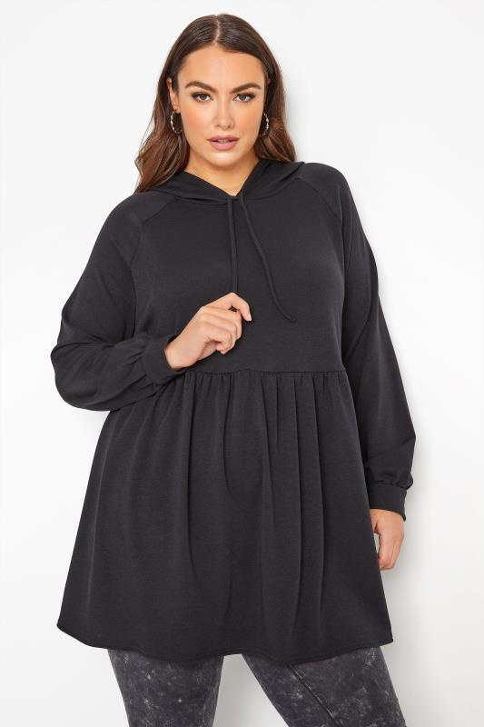 Plus Size LIMITED COLLECTION Black Peplum Hoodie | Yours Clothing 2