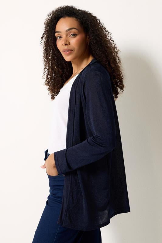  M&Co Navy Blue Open Front Cardigan