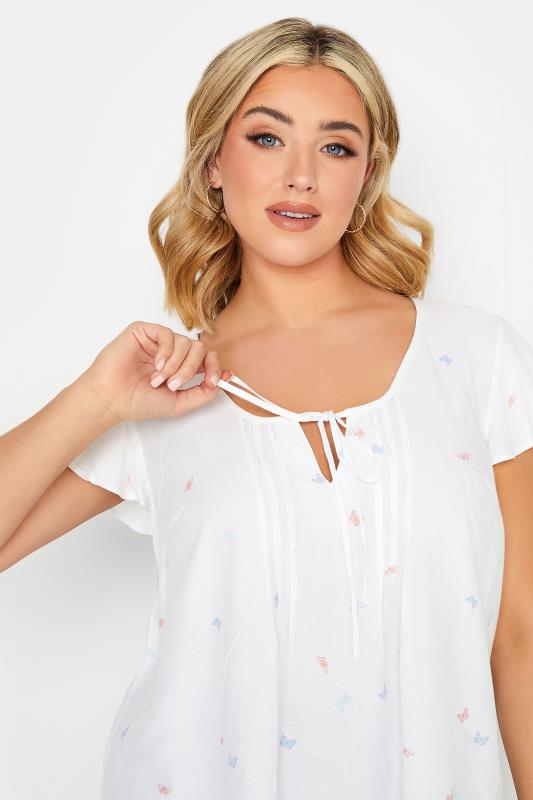 YOURS Plus Size White Floral Border Print Blouse | Yours Clothing 4