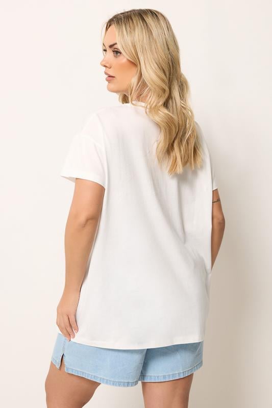 YOURS Plus Size White Tropical Postcard T-Shirt | Yours Clothing 2