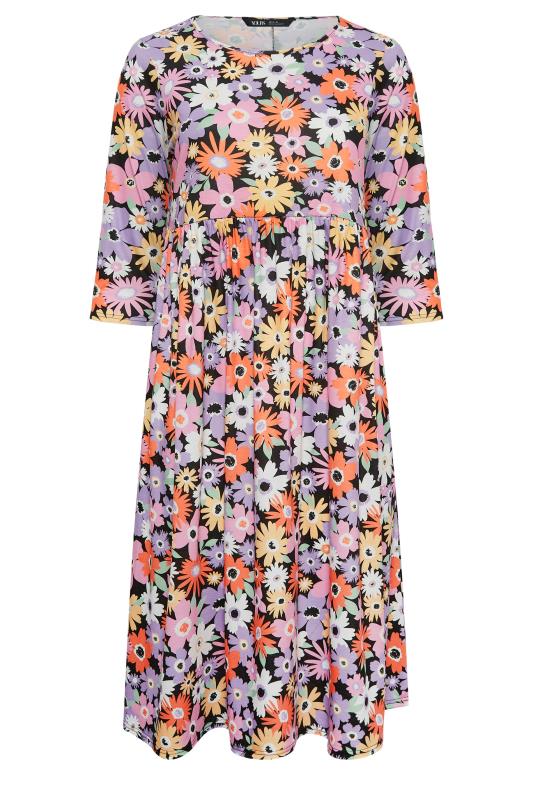 YOURS Curve Plus Size Purple Floral Smock Dress | Yours Clothing  6