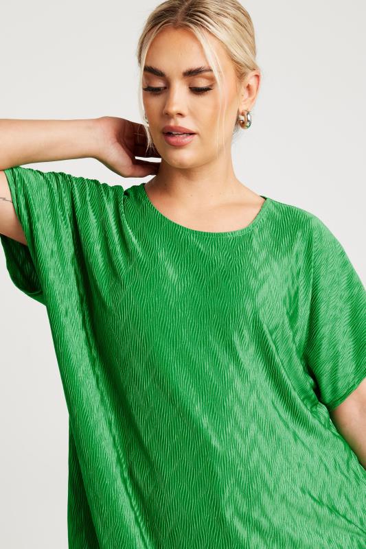 LIMITED COLLECTION Plus Size Green Zig Zag Plisse Top | Yours Clothing 4