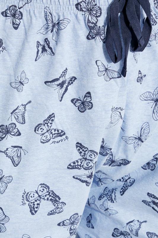 Plus Size Blue Butterfly Print Cuffed Pyjama Bottoms | Yours Clothing  4
