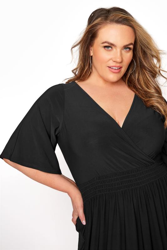 Plus Size Yours London Black Wrap Midaxi Dress Yours Clothing