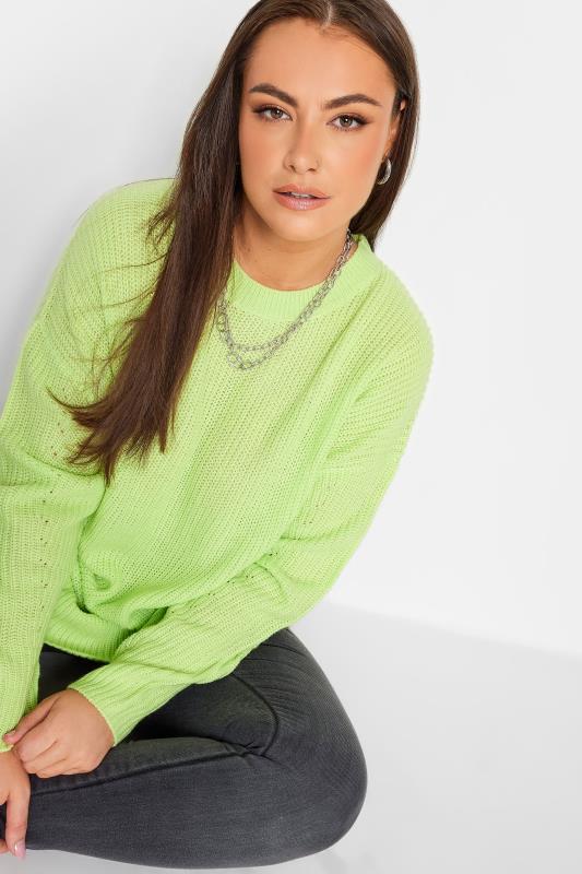 YOURS Plus Size Lime Green Ribbed Knit Jumper | Yours Clothing 5