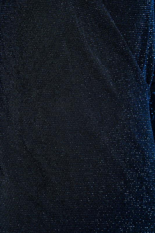 LTS Tall Blue & Black Long Sleeve Glitter Top 5