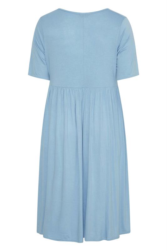 LIMITED COLLECTION Plus Size Light Blue Midaxi Smock Dress | Yours Clothing  6
