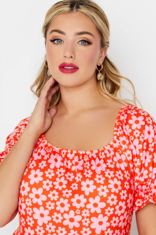 YOURS Plus Size Pink Retro Floral Print Top | Yours Clothing  4