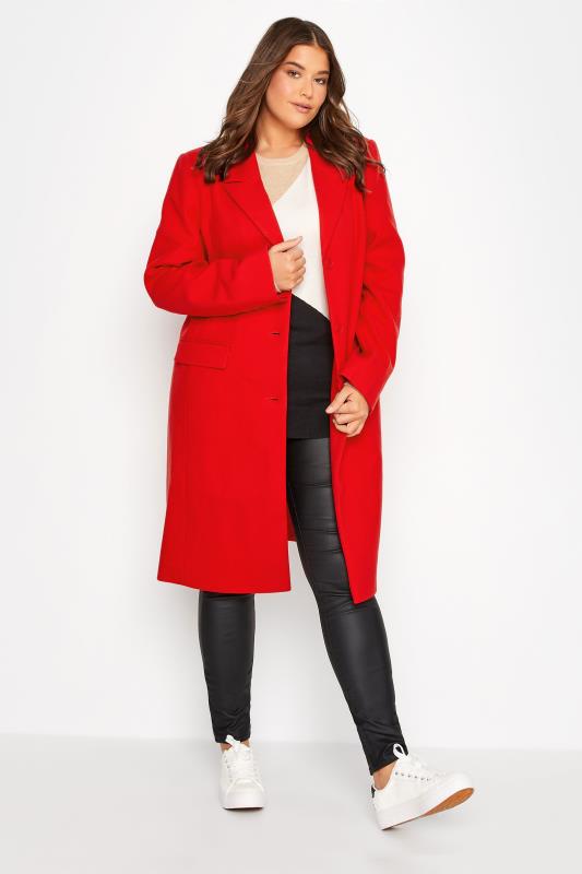 LTS Tall Women's Bright Red Midi Formal Coat | Long Tall Sally 1