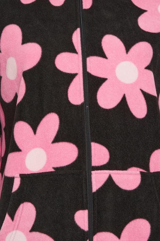YOURS Plus Size Black Floral Zip Fleece Jacket | Yours Clothing 7